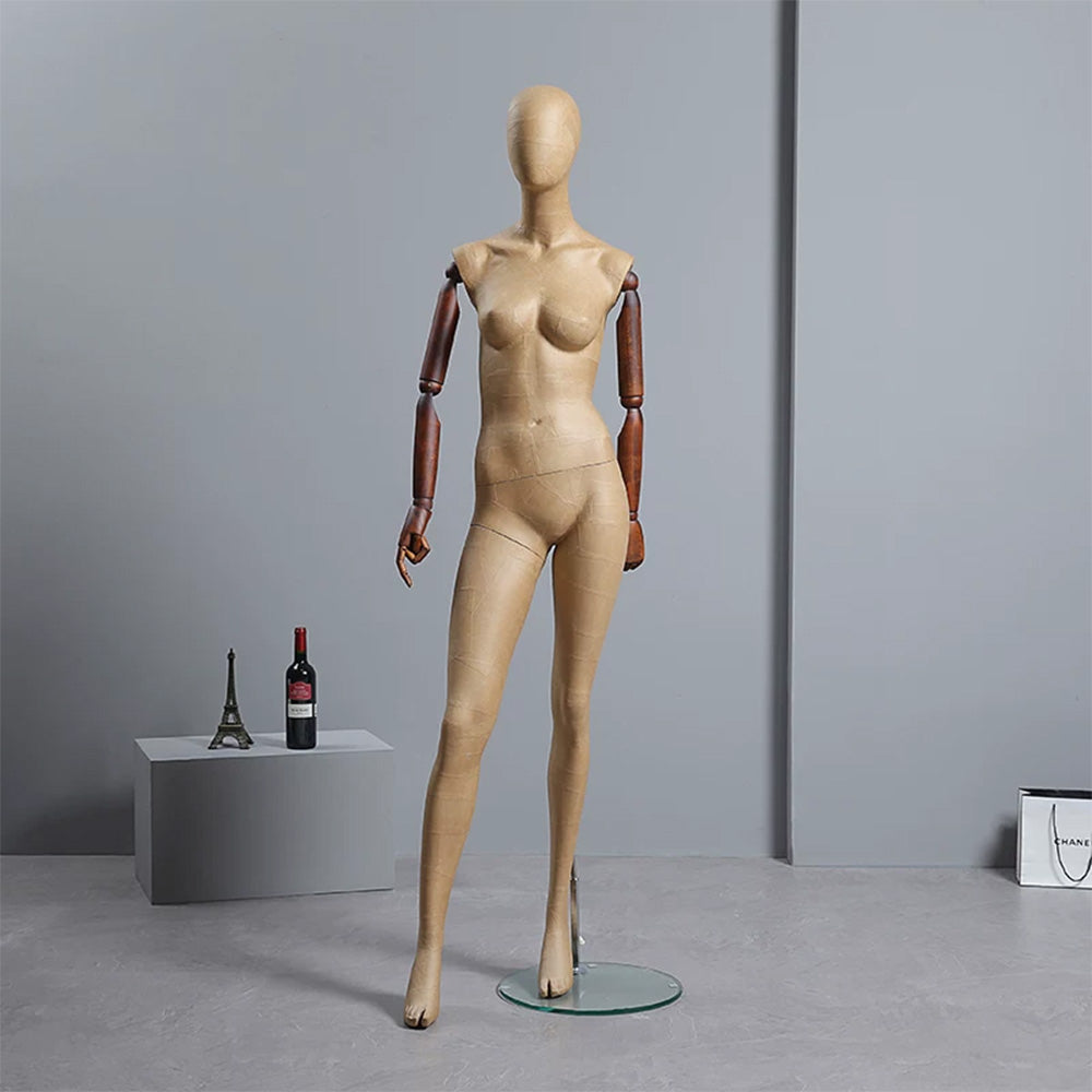 DE-LIANG Vintage Kraft Paper Mannequin - Full Body Male Female Clothing Display