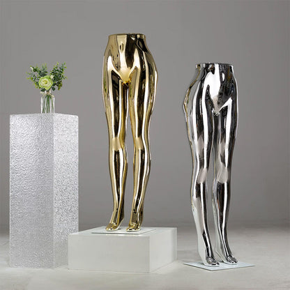 DE-LIANG Female Lower Body Mannequin Legs | Chrome Electroplated Pants Display Form