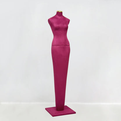 DE-LIANG Burgundy Suede Female Mannequin - Full Body Dress Form for Bridal Boutique