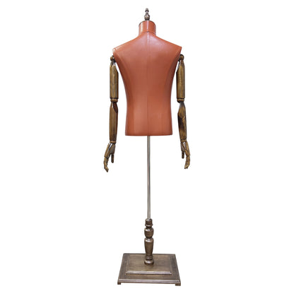 产品 High-end Male Mannequin Torso,Leather Fabric Men Bust Model Prop,Dummy Maniquin Body for Pants/Suit Display,Adult Dress Form with Wood Base DLMH340-PULEATHER-BROWN DE-LIANG