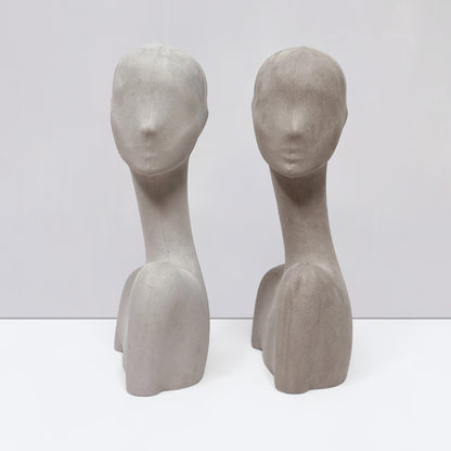 DE-LIANG Swan Neck Velvet Mannequin Head, Fiberglass Wig & Jewelry Display