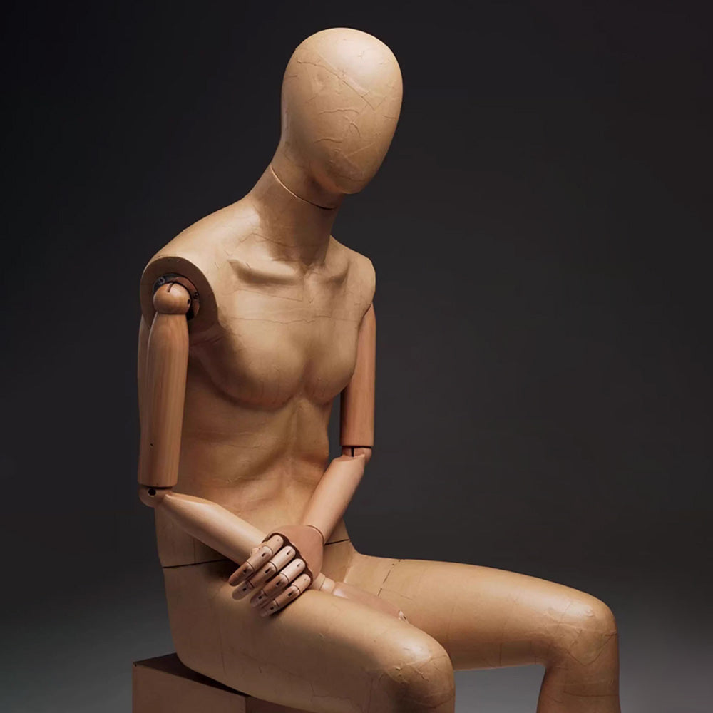 Kraft Paper Full Body Mannequin: Wooden Arms, Clothing Display