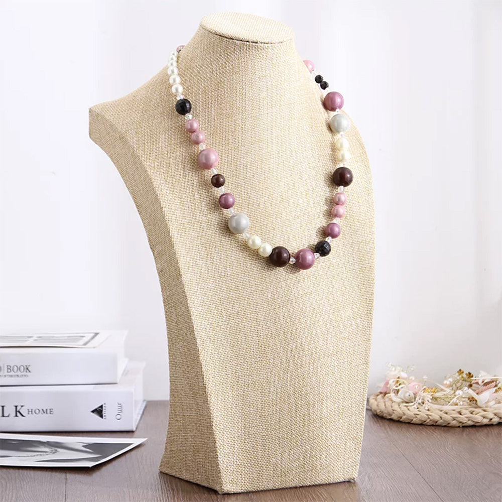 DE-LIANG Burlap Neck Mannequin Stand – Jewelry Necklace & Pendant Display Holder