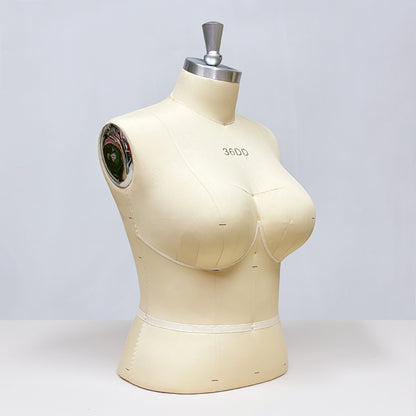 DE-LIANG Mannequin de luxe pour femme grande taille avec bras dorés, mannequin de présentation de torse en daim rose, modèle de présentation de torse de mannequin grande taille