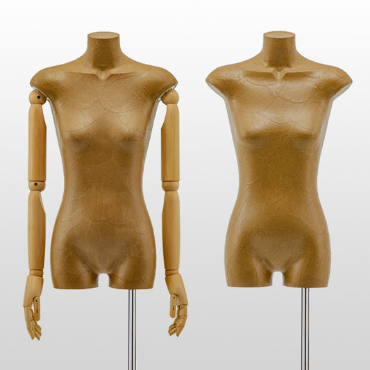 DE-LIANG Model Props, Half Body Female Mannequin Display Dummy,Female Bust Window Dummy Mannequin, Retro Kraft Paper Mannequin