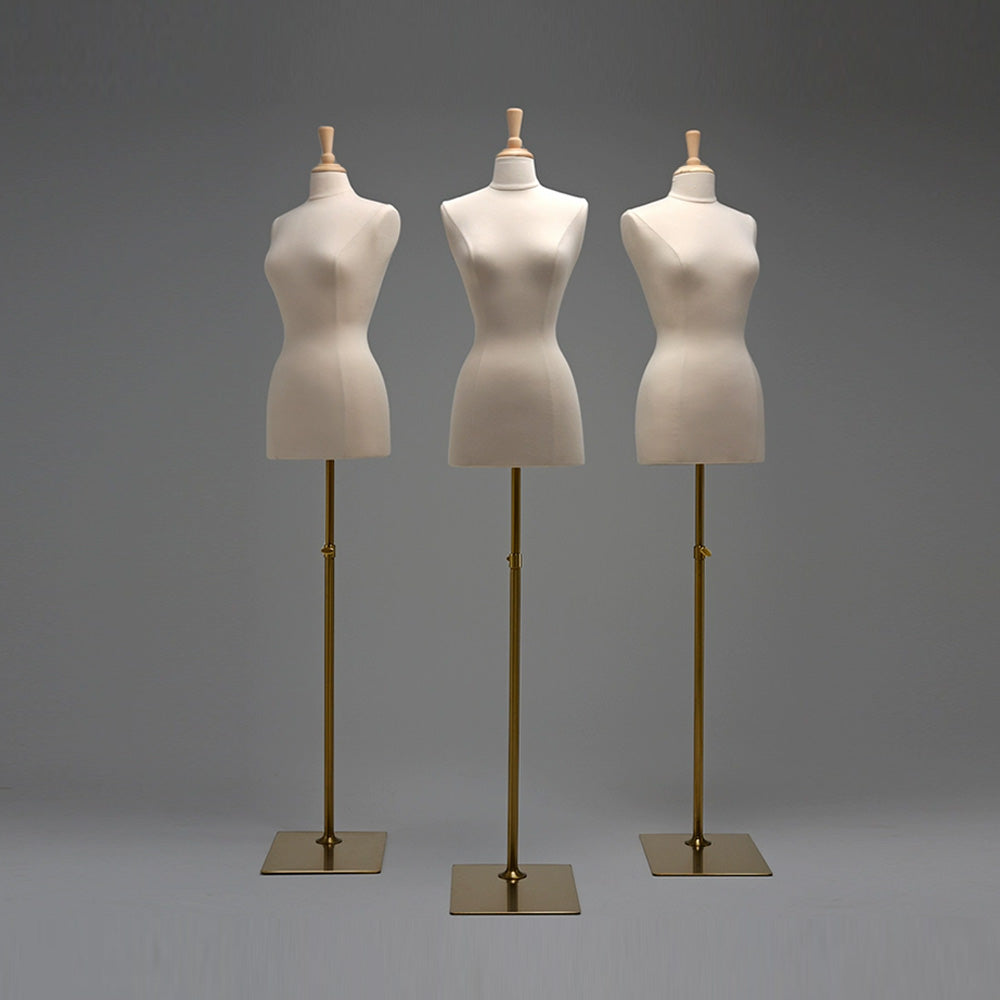Female Half Body Dress Form Mannequin, Fully Pinnable torso dummy for Sewing and Dress Display, Beige Linen Display Mannikin,Mannequin Show DE-LIANG