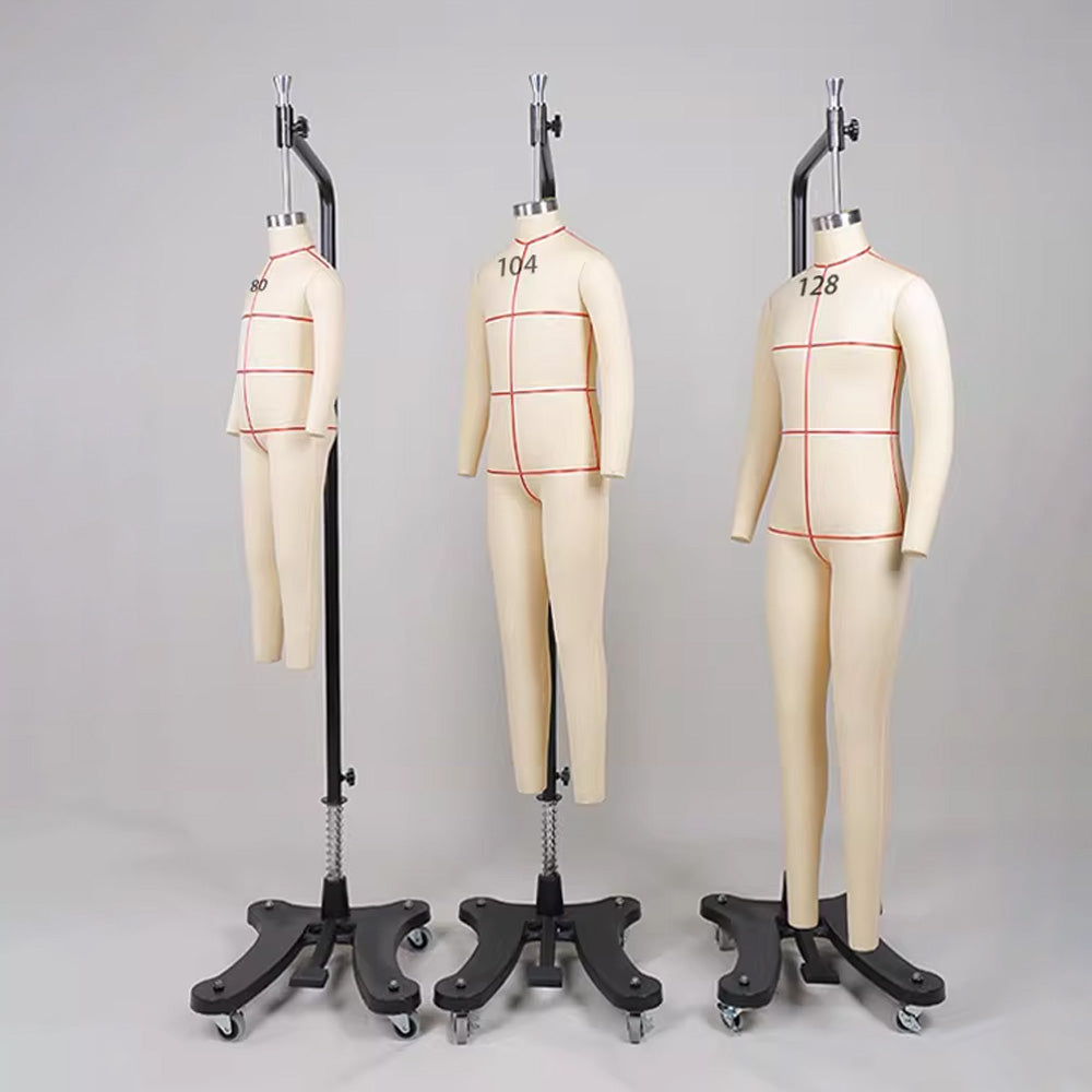 DE-LIANG Professional Children's Full-Body Dress Form with Removable Arms – Adjustable Dressmaking Mannequin for Draping & Pattern Cutting