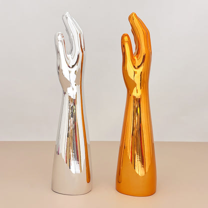 DE-LIANG Female Male Mannquin Hand, Wrist Brace Hands Mannequin, Elbow Wrist Protection Jewelry Display Stand, JewelryRose Gold&Chrome Silver*1pcs