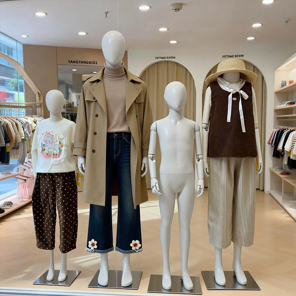 DE-LIANG Gray Youth Mannequin - Full Body Fiberglass Display Forms for Clothing Stores