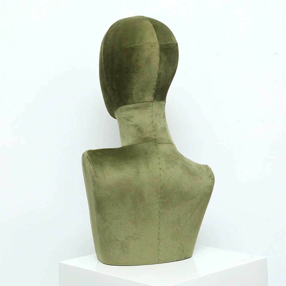 DE-LIANG Suede Mannequin Head Torso Display Stand,Soft Pinnable Foam Wig Head for Hats, Wigs, Jewelry,Accessories | Boutique Window Display Prop | Black / Pink