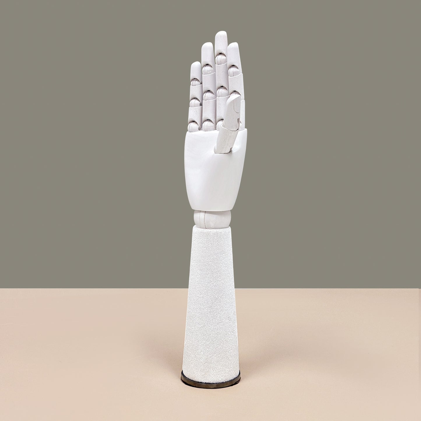 DE-LIANG White Velvet Wooden Hand, Luxury White Painted Mannequin Hands for Women's Apparel Jewelry Watch Ring Display-Right Hand Size37&43.5cm*1pcs