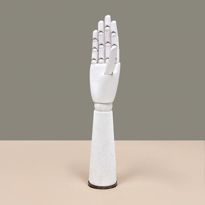 DE-LIANG White Velvet Wooden Hand, Luxury White Painted Mannequin Hands for Women's Apparel Jewelry Watch Ring Display-Right Hand Size37&43.5cm*1pcs