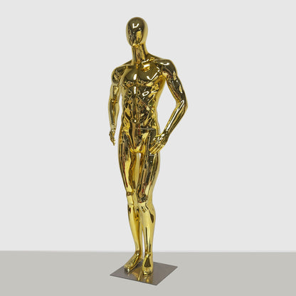 DE-LIANG Gold Chrome Male Mannequin for Suit & Sportswear Window Display