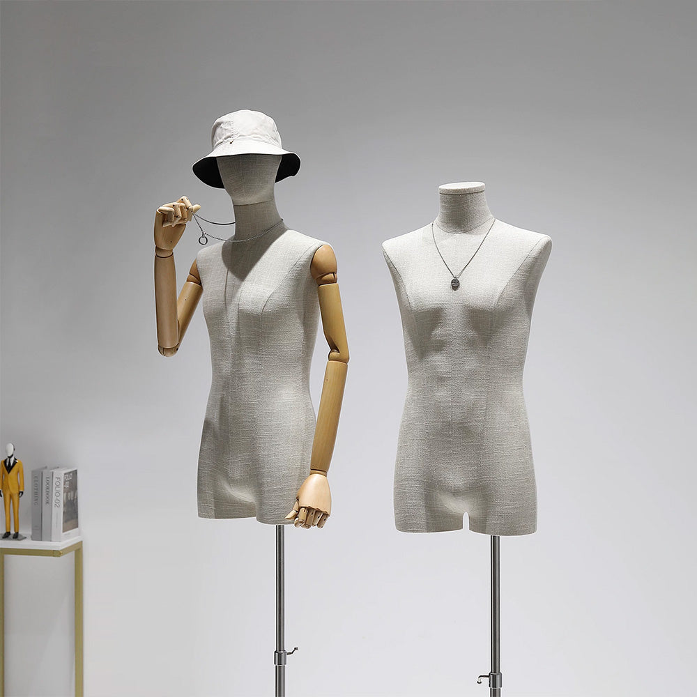 DE-LIANG Male Mannequin Slub Linen Muscle Torso | Menswear Window Display Stand