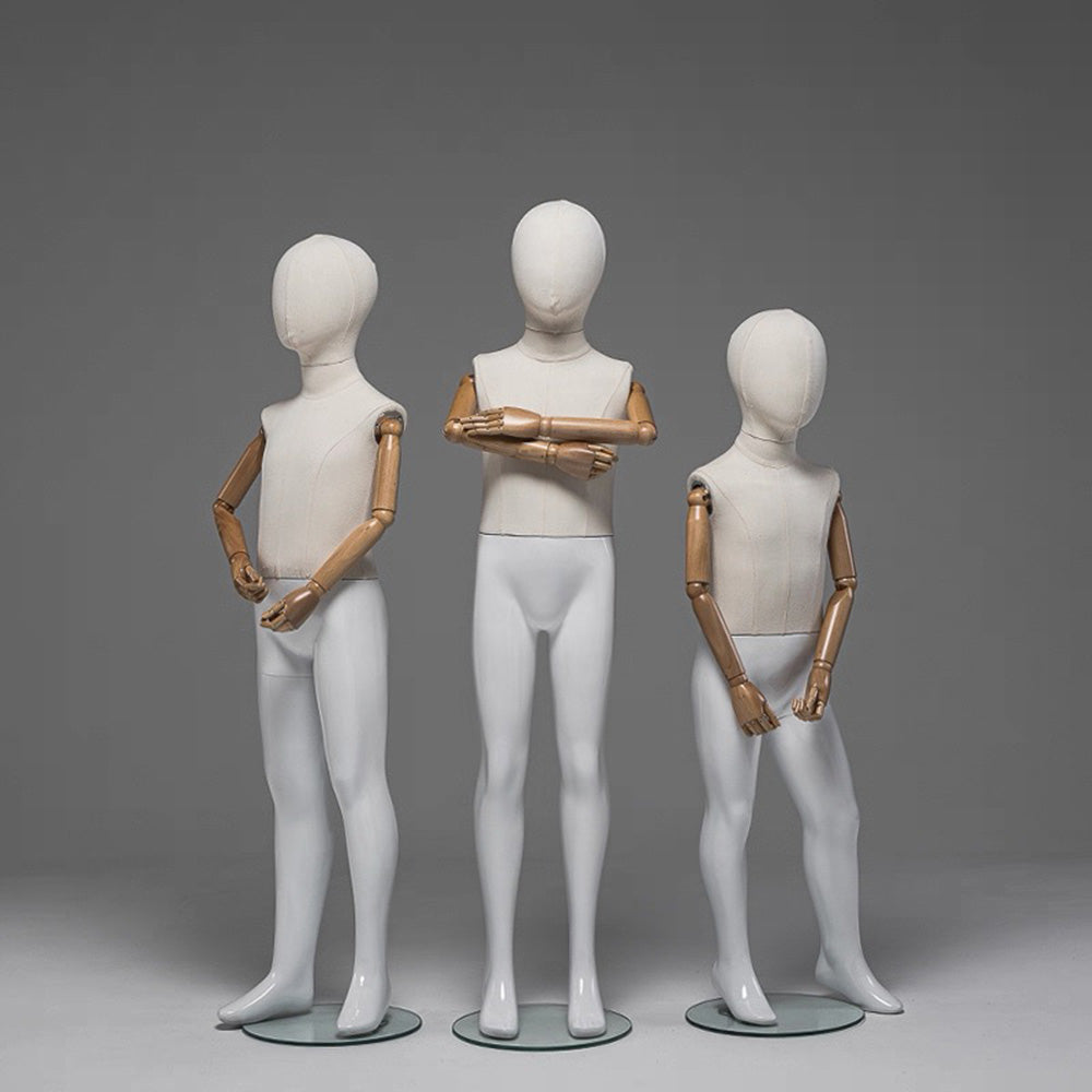 Kids Full Body Mannequin,Fabric Wrapped Torso Painted Legs Wooden Arms