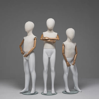 Kids Full Body Mannequin,Fabric Wrapped Torso Painted Legs Wooden Arms