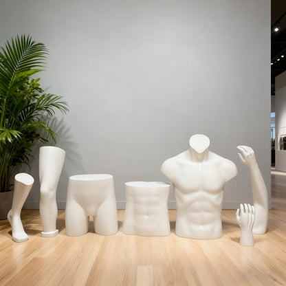 DE-LIANG Fiberglass Fashion Male Sport Mannequin Torso,Elbow,Arms,Waist And Hip Protector Props,Silver Mannequin Props for Athletic Brace Display