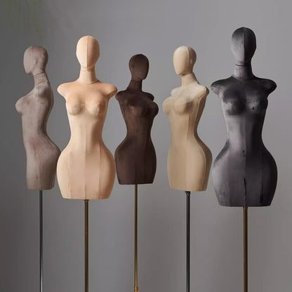 DE-LIANG Curvy Velvet-Wrapped Female Mannequin Half Body for Boutique & Store Display