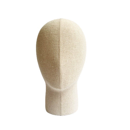 DE-LIANG Mannequin Head - Chic White Beige Linen Fiberglass Display for Wigs, Jewelry, Storefront Decor, Unique Gift for Fashion Enthusiasts DE-LIANG