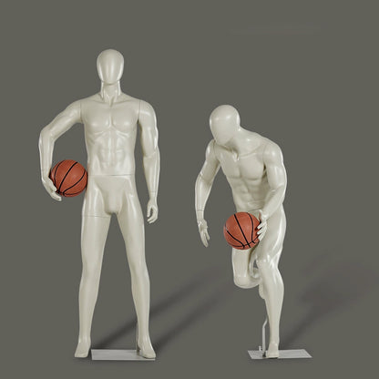 DE-LIANG Male Basketball Sport Mannequins,Grey Fitness Dress Form Mannequin Torso Full Body for Window Display,Sportwear