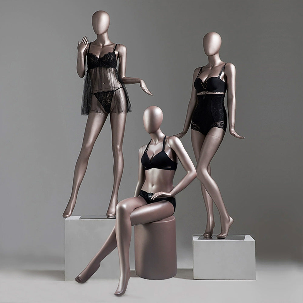 Matte White / Rose Gold Female Full Body Mannequin