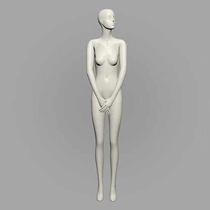 DE-LIANG Female Face Full Body Mannequins,White Color Display Fiberglass Dress Form with Torso Display, Modern Posing Mannequin for Fashion Boutiques & Window Displays DL0215