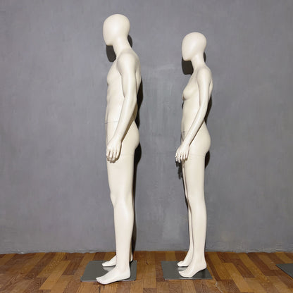 Luxury Female/Male Full Body Mannequin,Matt Beige White Mannequin Torso,Mannequin For Clothing Window Standing Model Props Shot Dummy DE-LIANG