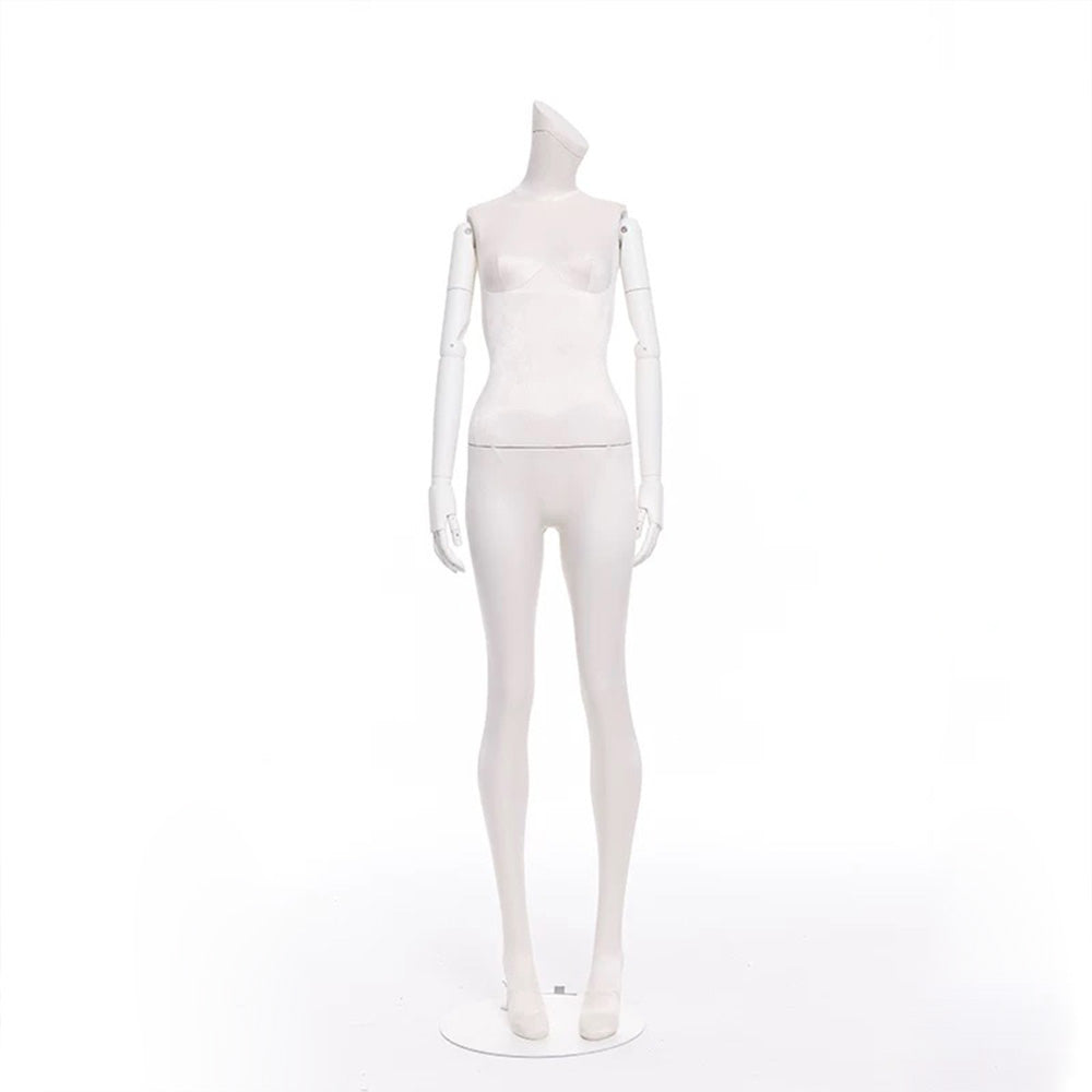 DE-LIANG Female Headless Full Body Mannequins,Linen Fabric Fiberglass Mannequins,Detachable Women Torso Dress Form Suitable For Wedding Store,Clothing Store,Window Display