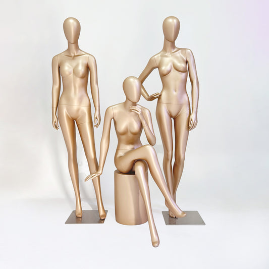 DE-LIANG Rose Gold Female Full Body Mannequin | Fiberglass Boutique Display Dummy