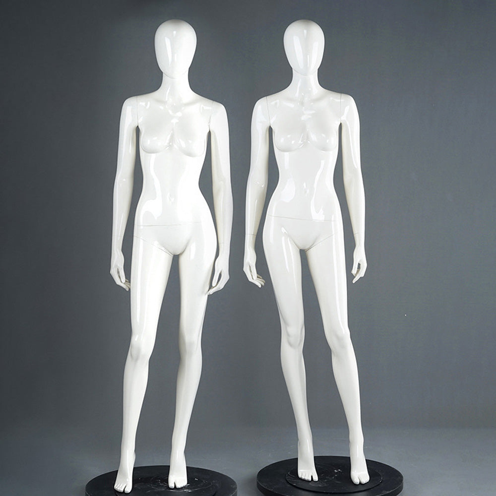 DE-LIANG Female Full Body Mannequins,Glossy White Fiberglass Realistic Dress Form