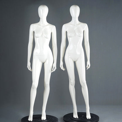 DE-LIANG Female Full Body Mannequins,Glossy White Fiberglass Realistic Dress Form