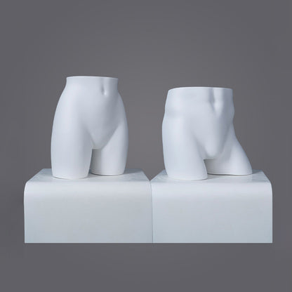 DE-LIANG Female Half Body Mannequin Torso Set,Matte White Fiberglass Dress Form Bust & Hip Display for Clothing, Lingerie, Underwear & Boutique Window Show