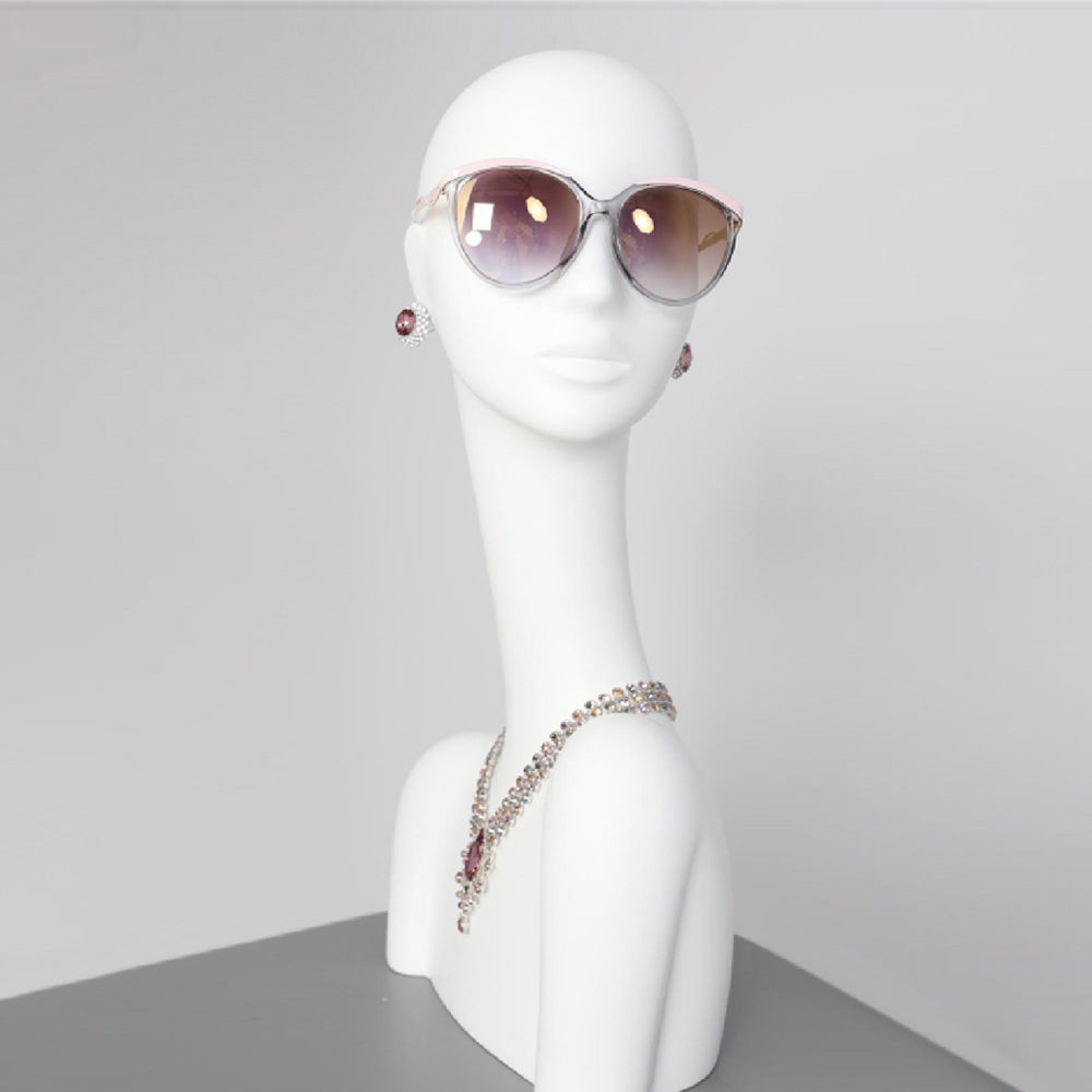 Luxury Head Mannequin,Matte White Long Neck With Shoulders Wig Stand for Hat / Jewelry/ Ring Display,Female Head Prop Block Dress Form Model