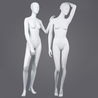 DE-LIANG Professional Female Mannequin Full Body Dress Form Display - Realistic Poseable Fashion Model Stand for Clothing Store Boutique Window Display - White Matte Finish Retail Merchandising Dummy