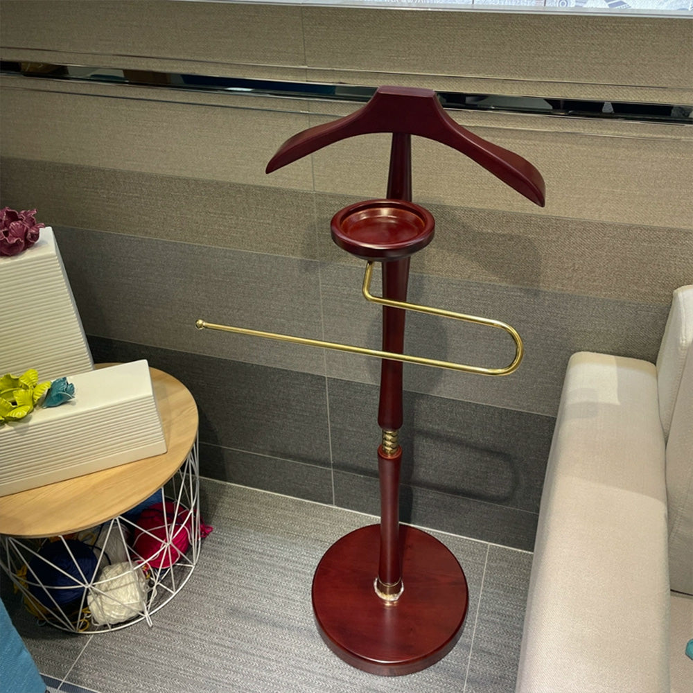 solid wood suit valet stand front view