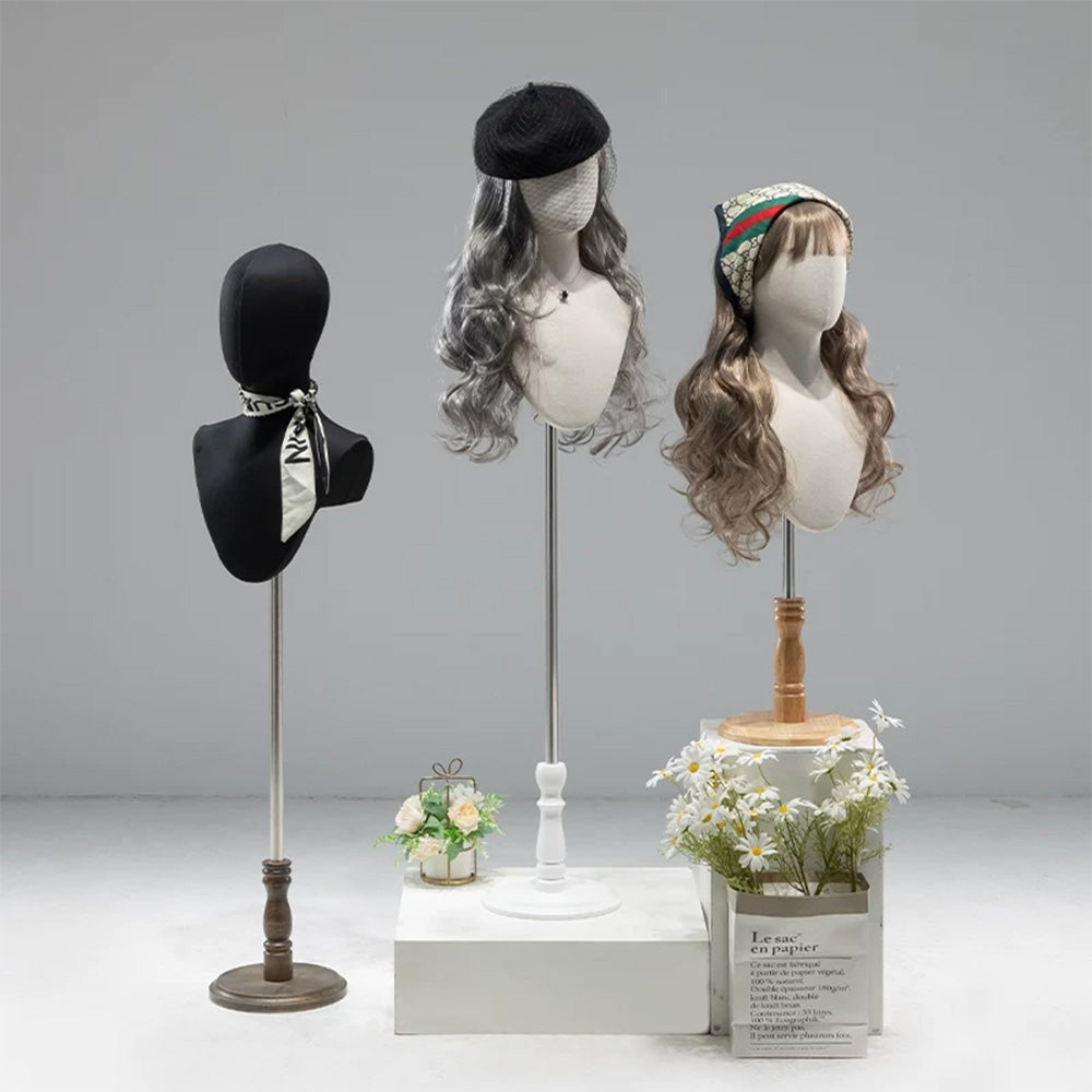 DE-LIANG Cosplay Mannequin Head Stand | Wigs Hats Jewelry | Extra-Long Wig Display