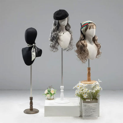 DE-LIANG Cosplay Mannequin Head Stand | Wigs Hats Jewelry | Extra-Long Wig Display