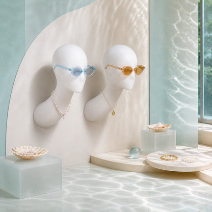 DE-LIANG Female Wall-Mounted Mannequin Head with Long Neck for Wig, Hat & Retail Display