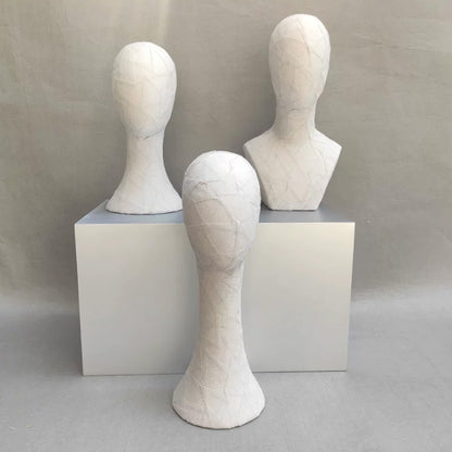 DE-LIANG Handcrafted Kraft Paper & Linen Mannequin Head, Pin-Insert Wig & Hat Display
