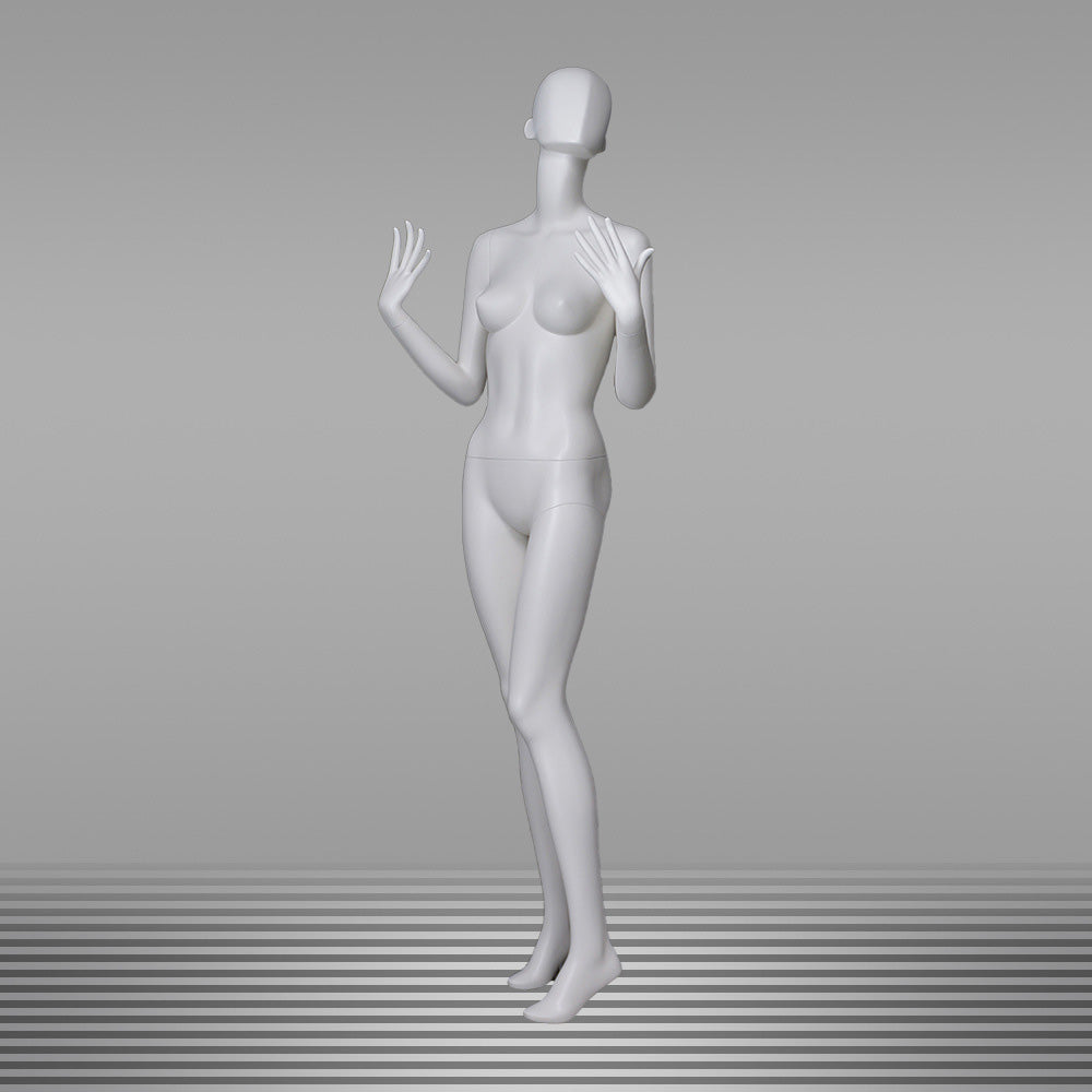 DE-LIANG Full Body Female Mannequin with Abstract Head,Realistic Fiberglass Display Model for Boutique & Clothing Store Window Display