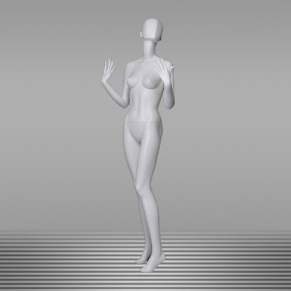 DE-LIANG Full Body Female Mannequin with Abstract Head,Realistic Fiberglass Display Model for Boutique & Clothing Store Window Display