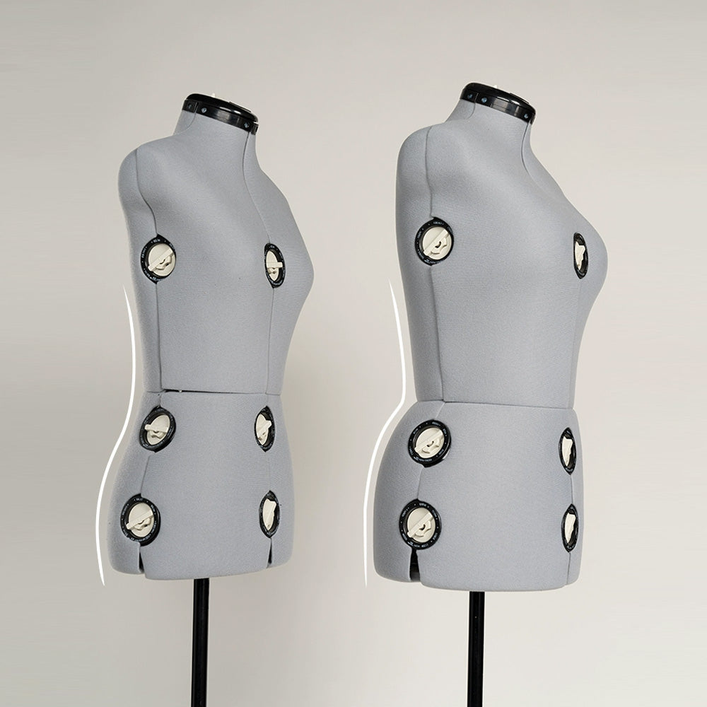 DE-LIANG Female Half Body Mannequin With Oblique Pins, Three-Dimensional Cutting Female Half Body Clothing Model Props, Multi-Purpose Adjustable-Size Mannequin with Flat Legs DL0058
