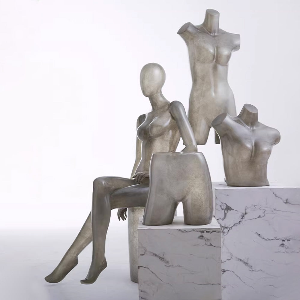 DE-LIANG Maniquí de cuerpo entero de lujo para mujer y hombre, torso transparente con cabeza, modelo de exhibición de ropa para escaparates y tiendas.