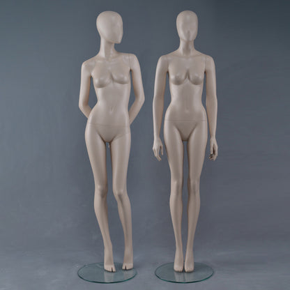 DE-LIANG Female Mannequin Full Body Display,Professional Dress Form for Clothing Store Window Display,Beige Gray Finish Retail Mannequins Torso