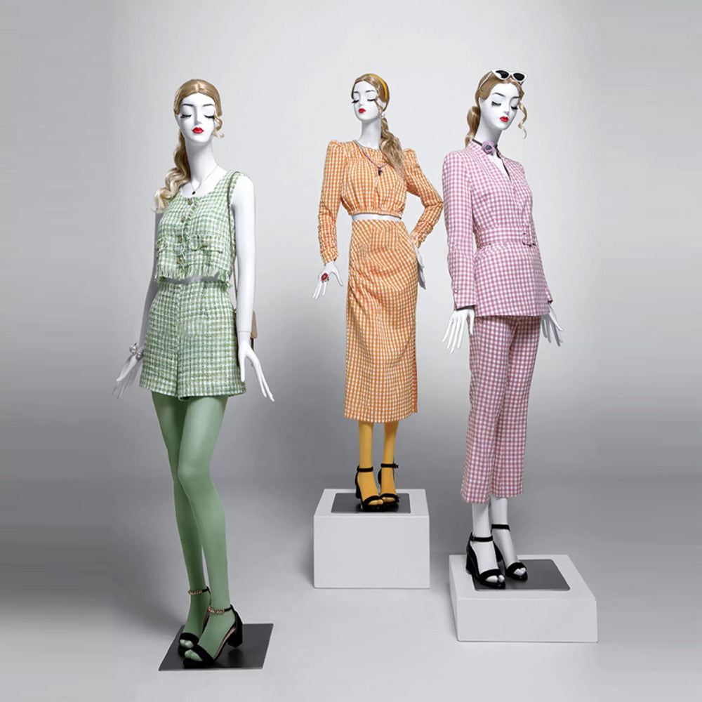 Female Full Body Mannequin with Eyelash, Fiberglass White Makeup Woman Model Display Props for Wedding Dress Store,Window Display Dress Form DE-LIANG