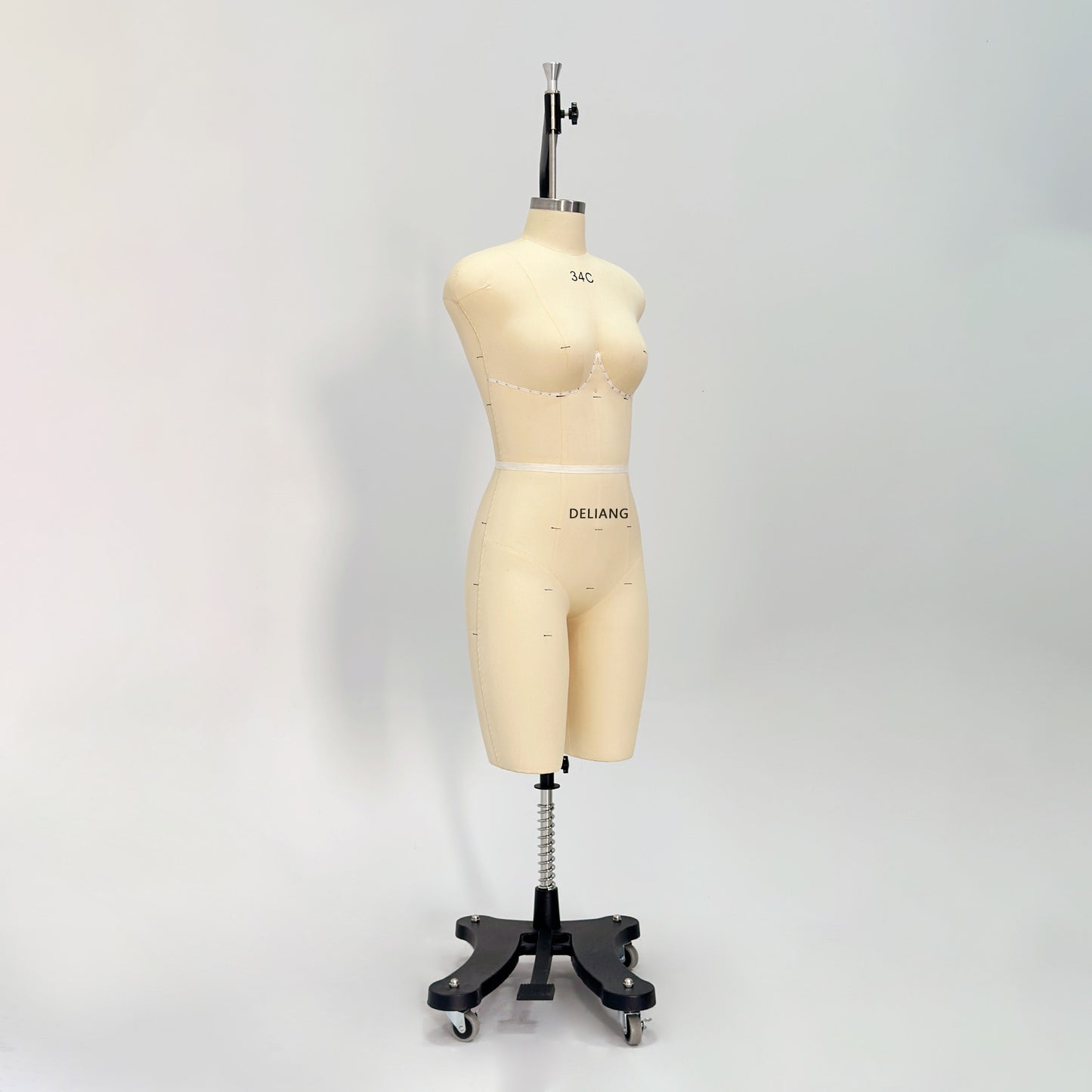 DE-LIANG Professional 34C Female Dress Form with Marking Lines – Fiberglass Tailor Dummy for Draping (Torso Only)
