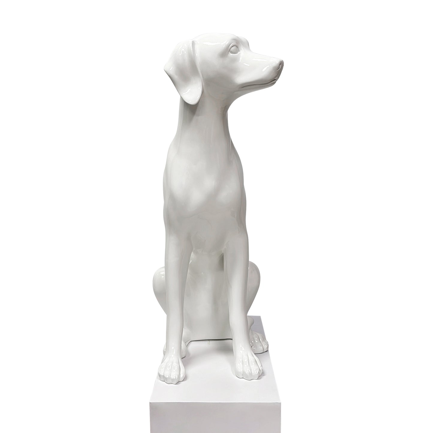 Fashion Realistic Dog Mannequin, Glossy White Pet Mannequin, Fiberglass Decorative Dog Sculpture for Boutique Display, Pet Clothes Mannequin