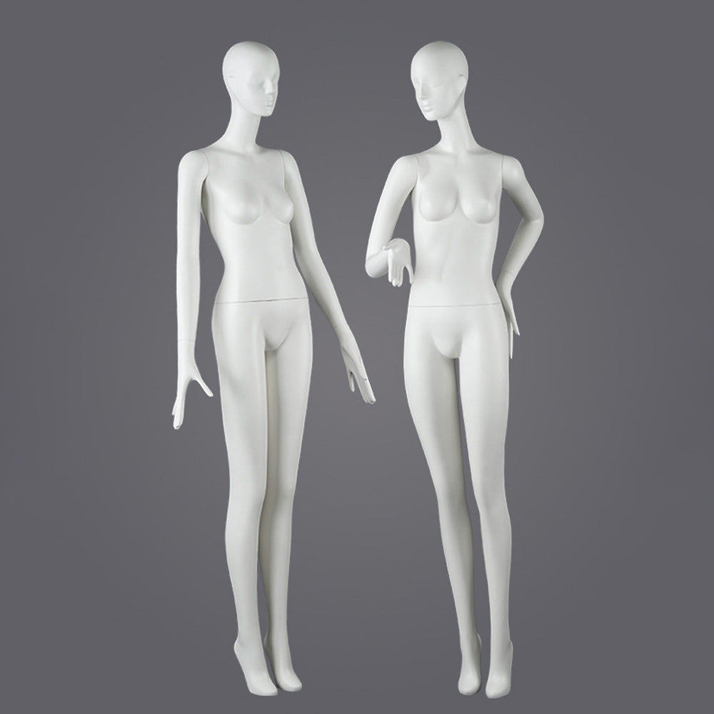 DE-LIANG Female Full Body Mannequins,Matte White Fiberglass Realistic Dress Form Display | Elegant Standing & Sitting Window Display Model for Clothing Stores, Boutiques