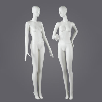 DE-LIANG Female Full Body Mannequins,Matte White Fiberglass Realistic Dress Form Display | Elegant Standing & Sitting Window Display Model for Clothing Stores, Boutiques