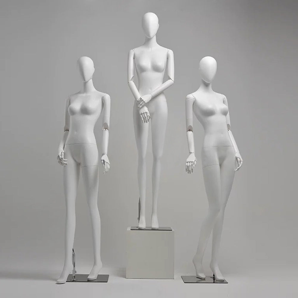 DE-LIANG Matte White Female Full-Body Mannequin, Poseable Joints, Window Display